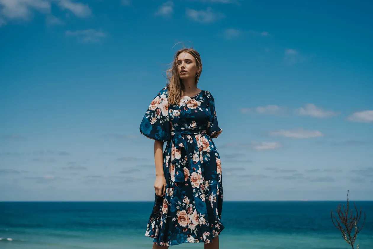 Azure Rose Midi Dress